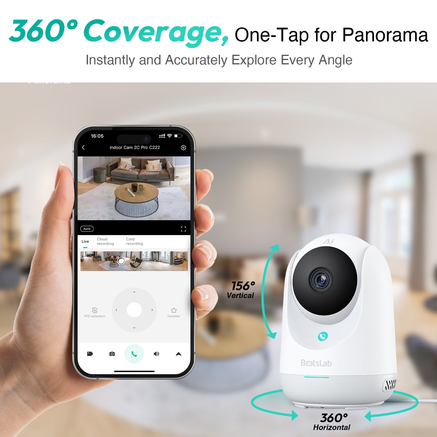 Surveillance Camera Botslab 2C Pro C222, Wi-Fi, 3K, Indoor 