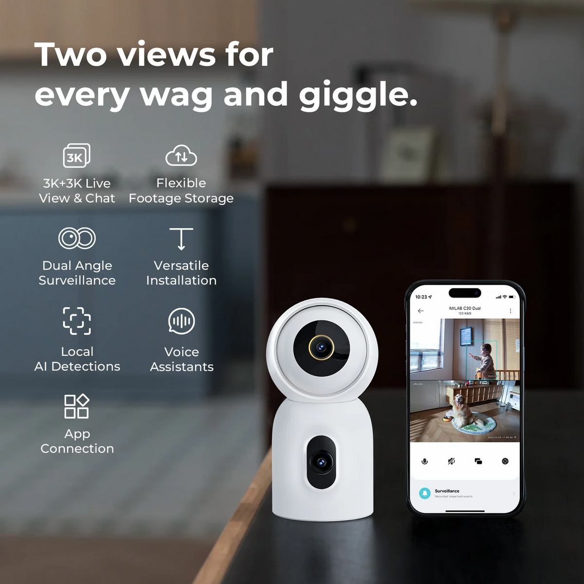 iMILAB C30 Dual nadzorna kamera, Wi-Fi, 3K, unutrašnja, CMSXJ111A
