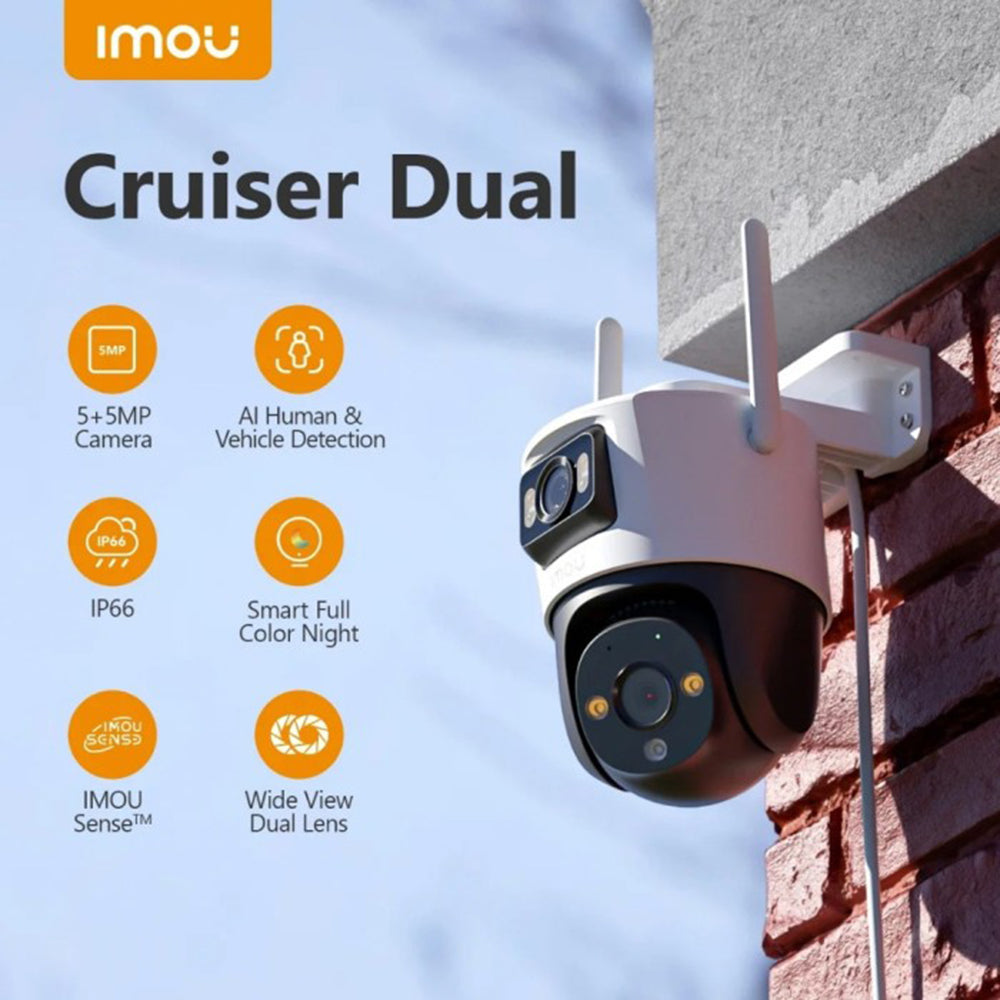 Kamera za nadzor Imou Cruiser Dual, Wi-Fi, 2.8K + 2K, IP66, Spoljašnja, Bela IPC-S7XP-8M0WED-0360B