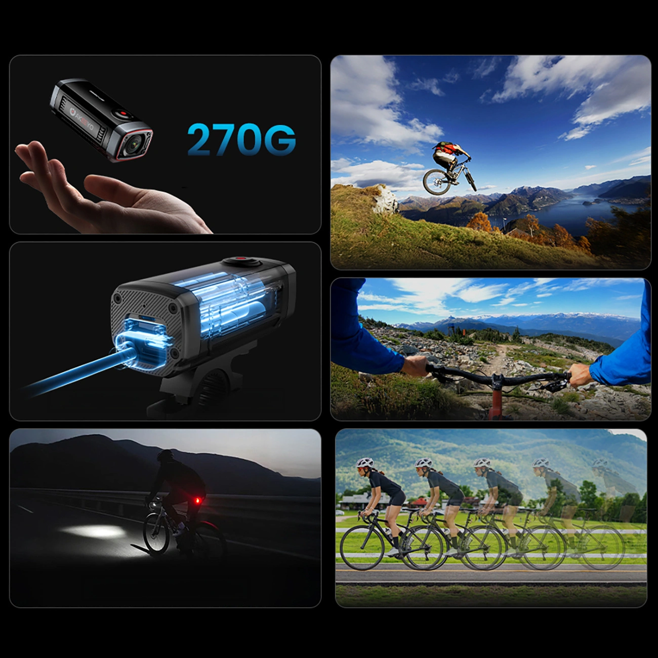 Sportska kamera Akeeyo 710 Lite za bicikl/motocikl, 2K, Wi-Fi, crna