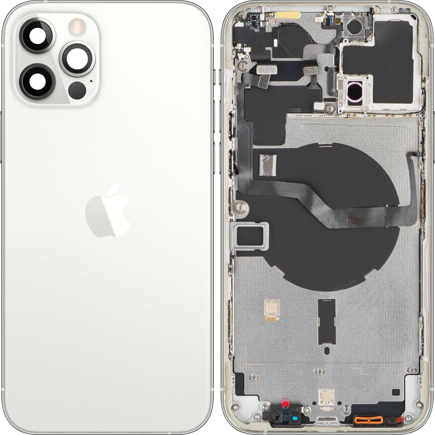 Stražnji poklopac baterije za Apple iPhone 12 Pro Max, srednji okvir, srebrni, Swap