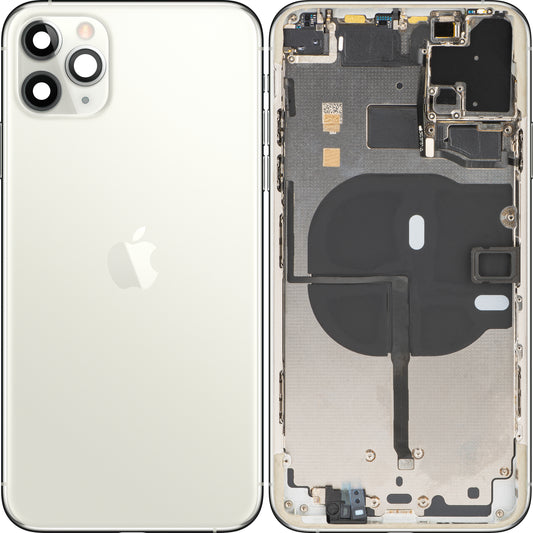 Apple iPhone 11 Pro Max Battery Cover, With Half Case, Silver, Swap (Grade B)
