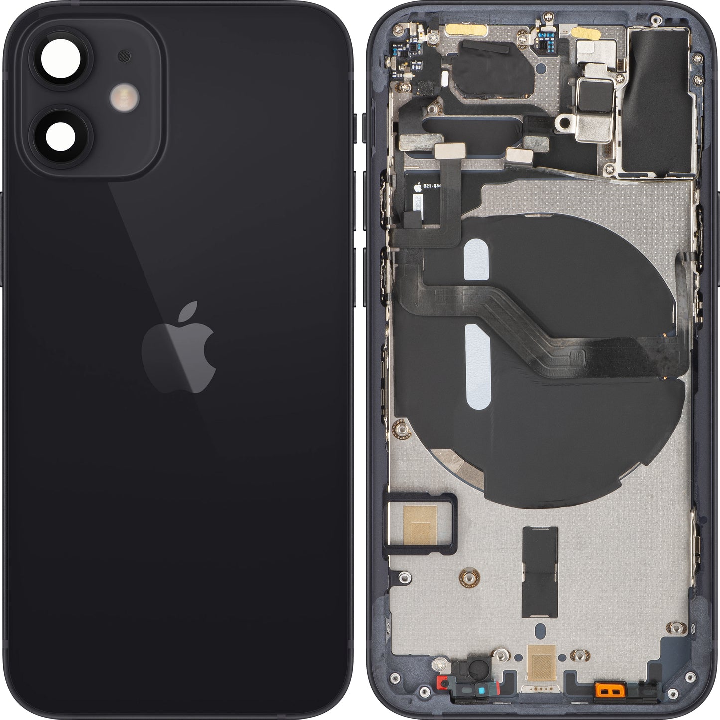Stražnji poklopac baterije za Apple iPhone 12 mini, srednji okvir, crni, zamjenski
