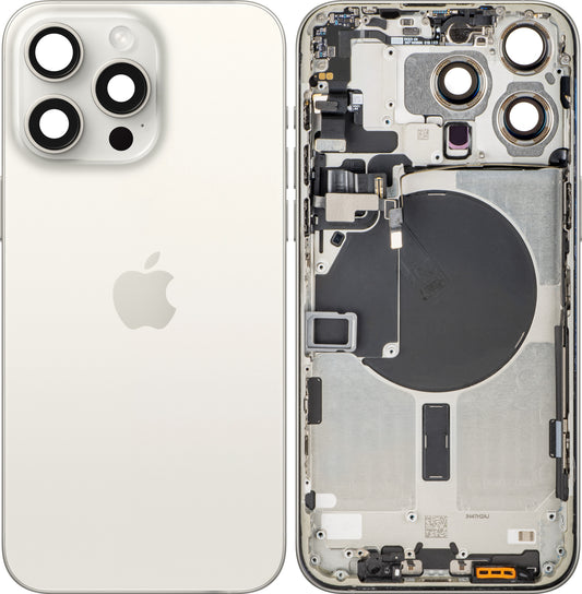 Poklopac baterije Apple iPhone 15 Pro Max, sa srednjom kućištem, Bela (White Titanium), Zamena