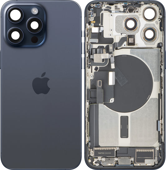 Kućište baterije Apple iPhone 15 Pro Max, sa srednjim kućištem, komplet delova, plavo (Blue Titanium), zamena