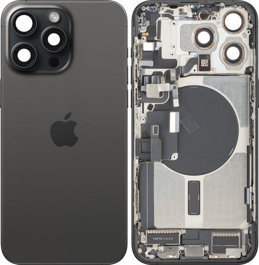 Poklopac baterije Apple iPhone 15 Pro Max, sa srednjim kućištem, kompletni delovi, crna (crni titanijum), Swap Premium