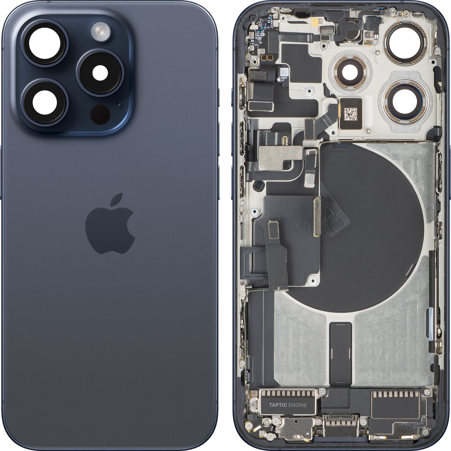 Kućište baterije Apple iPhone 15 Pro, sa srednjim delom kućišta, Komplet delova, Plavo (Blue Titanium), Zamena