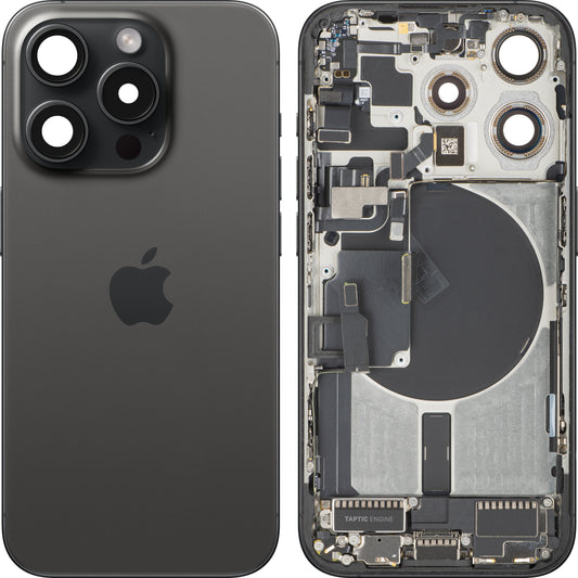 Poklopac baterije Apple iPhone 15 Pro, sa srednjim kućištem, Full Parts, crna (Black Titanium), Swap