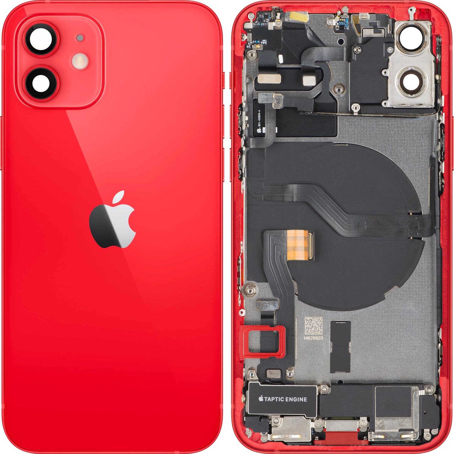 Poklopac baterije Apple iPhone 12, sa srednjom kućištem, kompletan, crveni, zamena