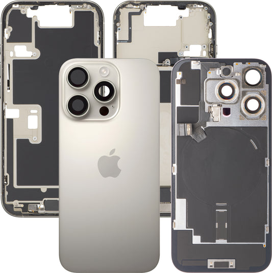 Kućište baterije Apple iPhone 16 Pro, sa srednjim delom kućišta, Komplet delova, Bež (Prirodni Titanijum), Zamena
