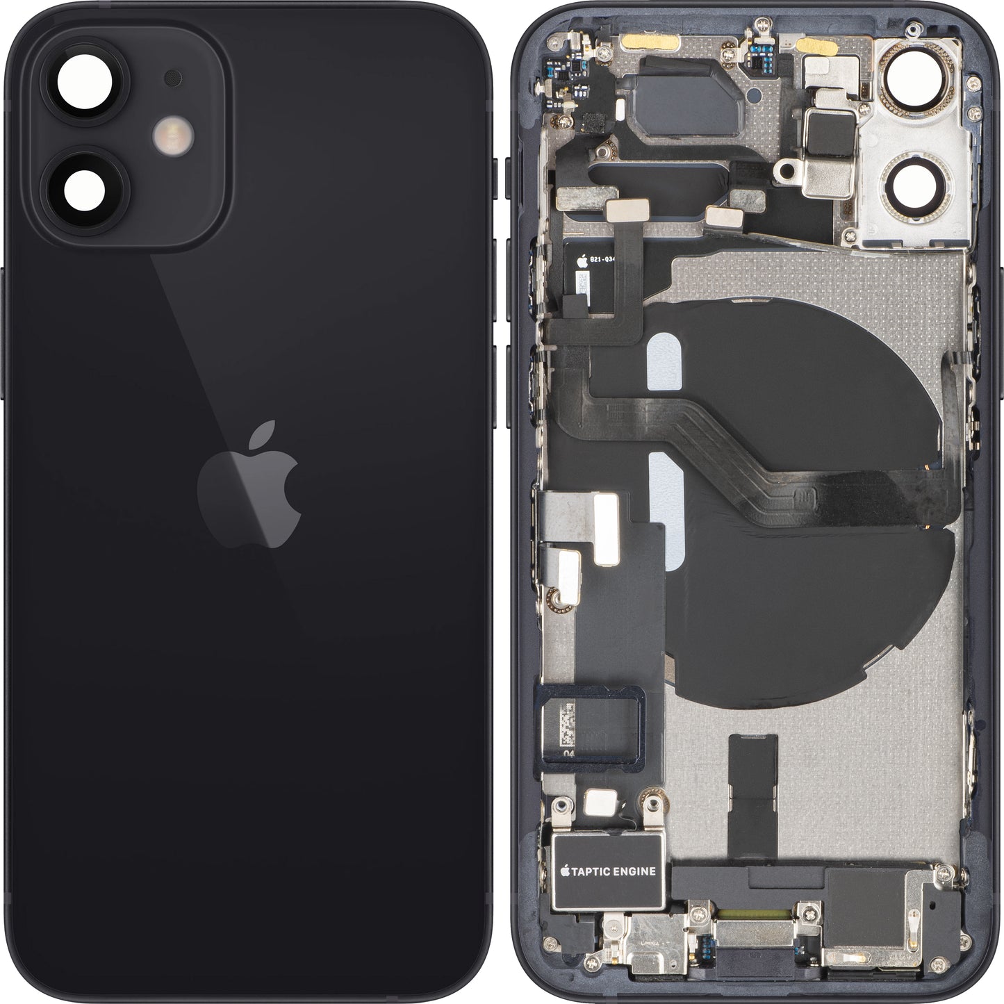 Poklopac baterije Apple iPhone 12 mini, sa srednjom kućištem, kompletan, crni, zamena