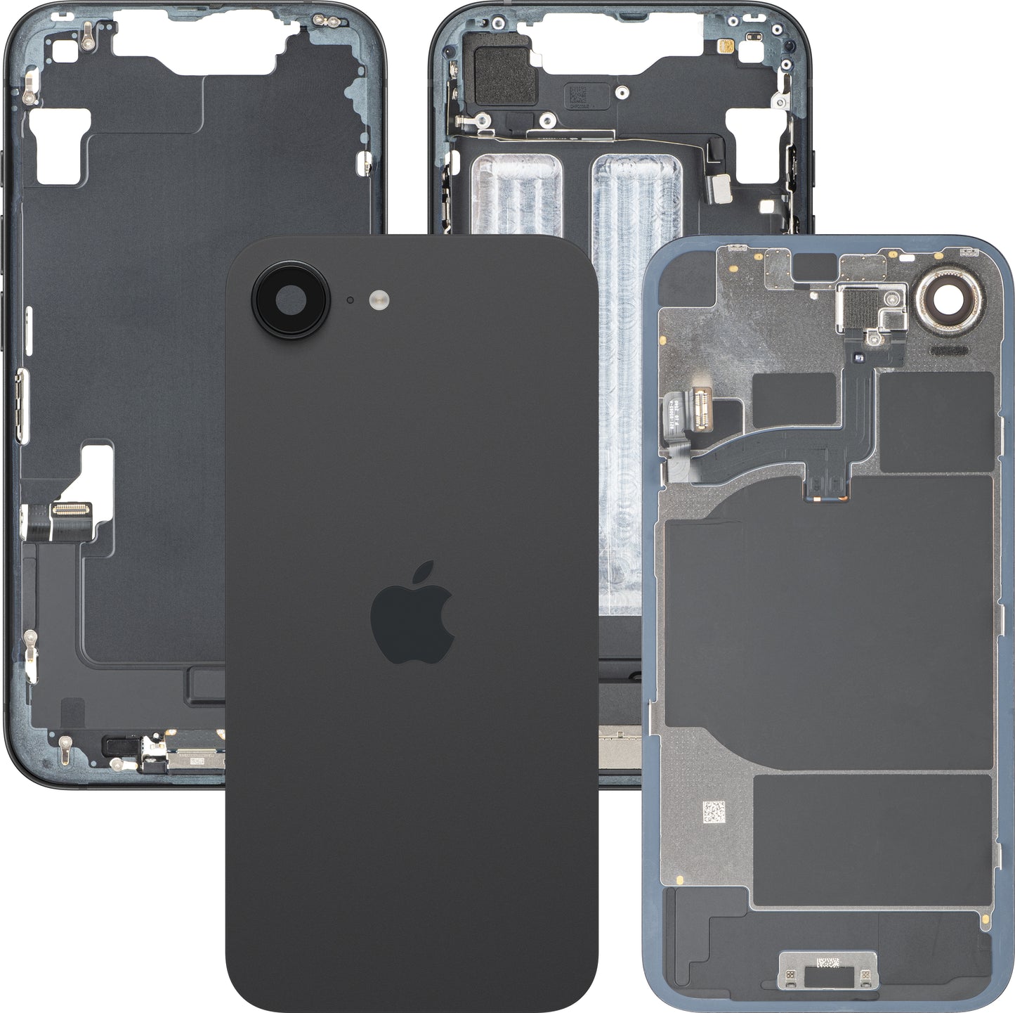 Poklopac baterije Apple iPhone 16e, sa srednjim kućištem, kompletni delovi, crna, zamena