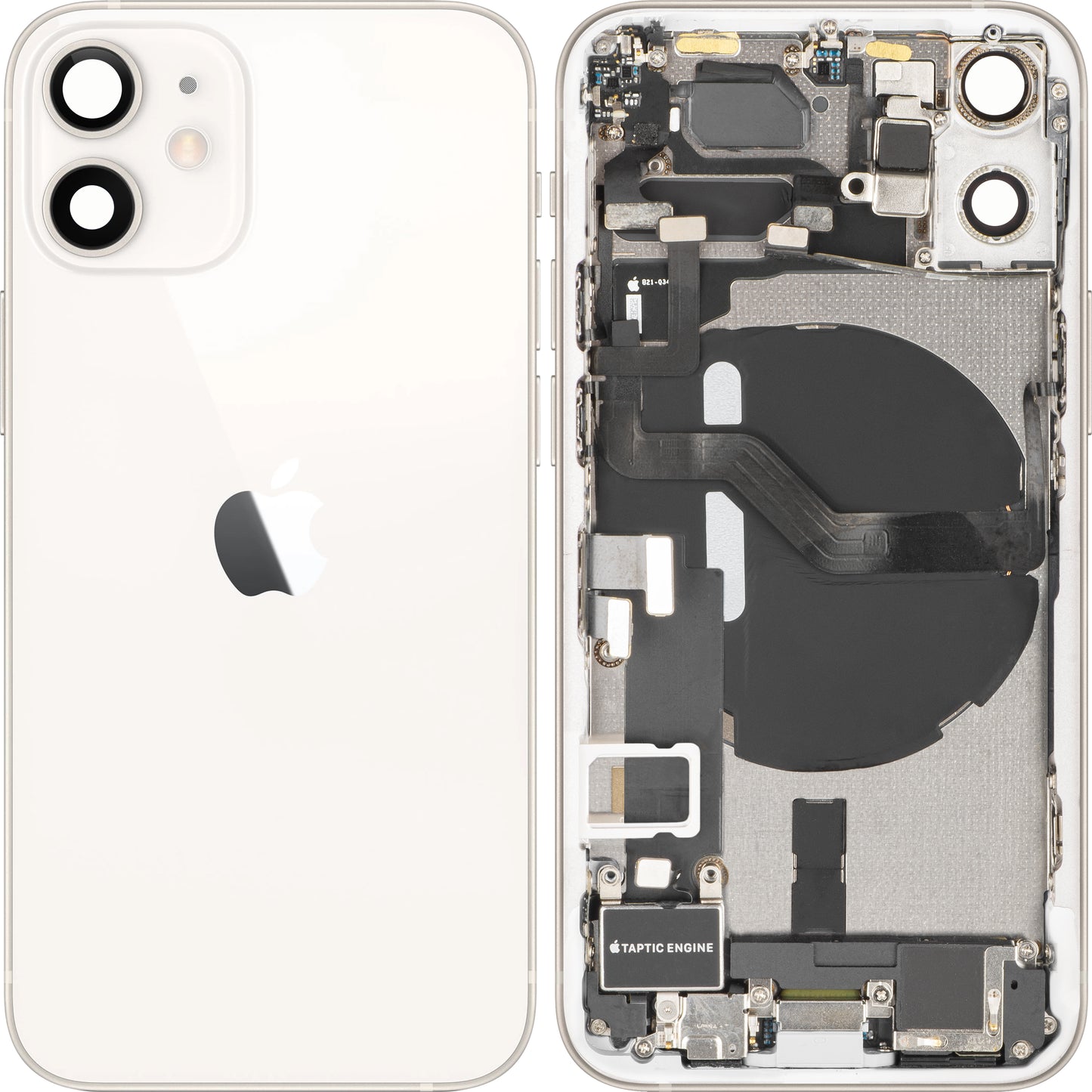 Poklopac baterije Apple iPhone 12 mini, sa srednjim kućištem, kompletni delovi, bela, zamena