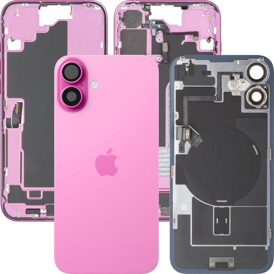 Poklopac baterije Apple iPhone 16 Plus, sa srednjim kućištem, kompletni delovi, roze, Swap Premium
