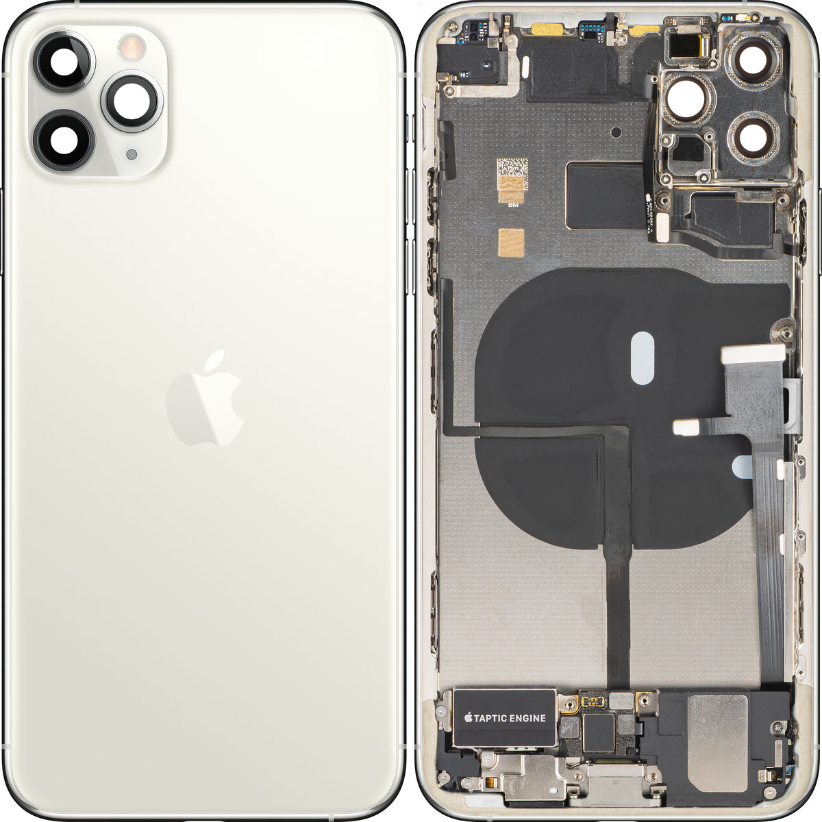 Poklopac baterije Apple iPhone 11 Pro Max, sa srednjim kućištem, kompletni delovi, srebrna (Matte Silver), Swap Premium