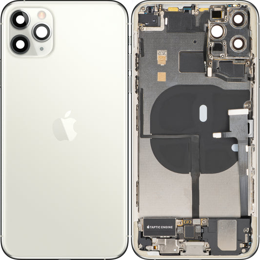 Poklopac baterije Apple iPhone 11 Pro Max, sa srednjim kućištem, kompletni delovi, srebrna (Matte Silver), Swap Premium