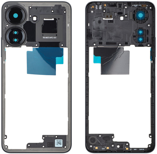 Carcasa Mijloc Xiaomi Redmi 13C NFC / Poco C65, Crna, Service Pack 560001C3UP00