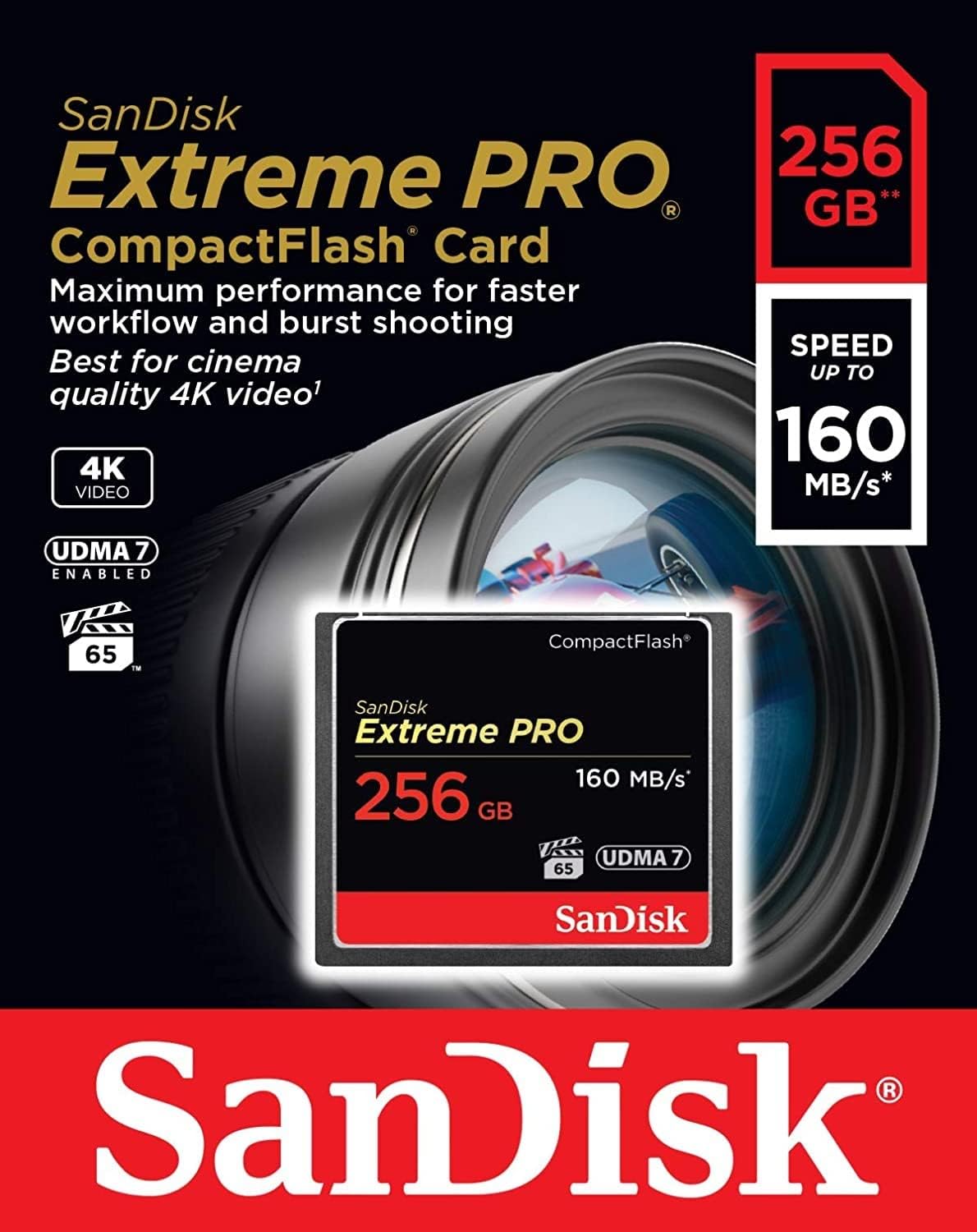 Card Memorie CompactFlash SanDisk Extreme Pro, 256Gb, UDMA 7 SDCFXPS-256G-X46