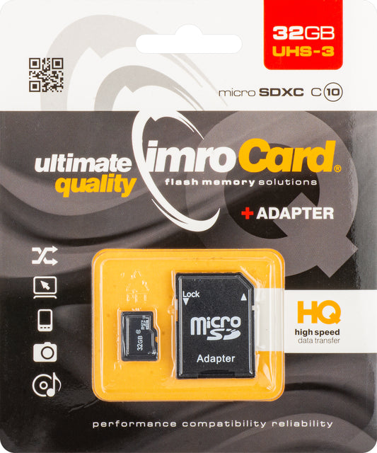 Memorijska kartica microSDHC Imro, 32Gb, Klasa 10 / UHS-1 U3, Sa Adapterom