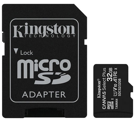 Memory Card microSDHC Kingston Canvas Select Plus Android A1, 32Gb, Class 10 / UHS-1 U1, with SDCS2/32GB Adapter