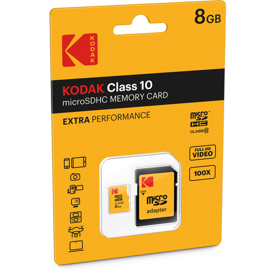Memorijska kartica microSDHC Kodak Extra Performance, 8Gb, Klasa 10, Sa Adapterom EKMSDM8GHC10CK