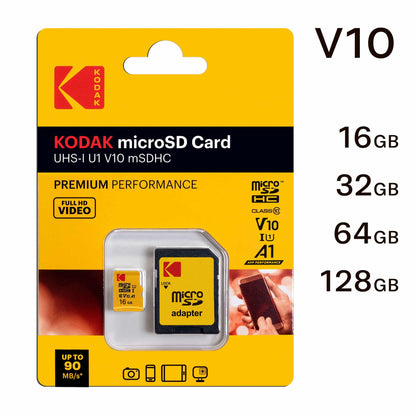 Memorijska kartica microSDHC Kodak Premium Performance, 16Gb, Klasa 10 / UHS-1 U1, Sa adapterom EKMSDM16GHC10K