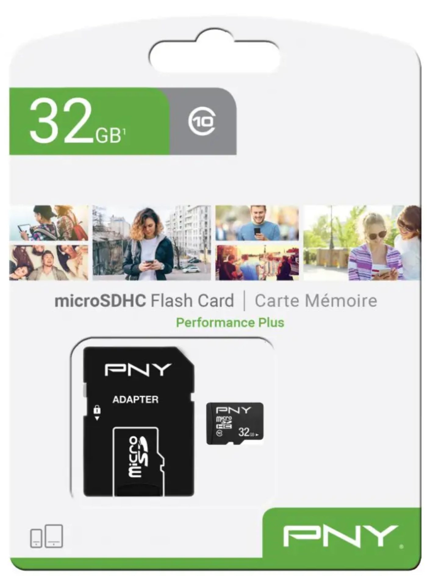 Memorijska kartica microSDHC PNY Performance Plus, 32Gb, Klasa 10, Sa Adapterom P-SDU32G10PPL-GE