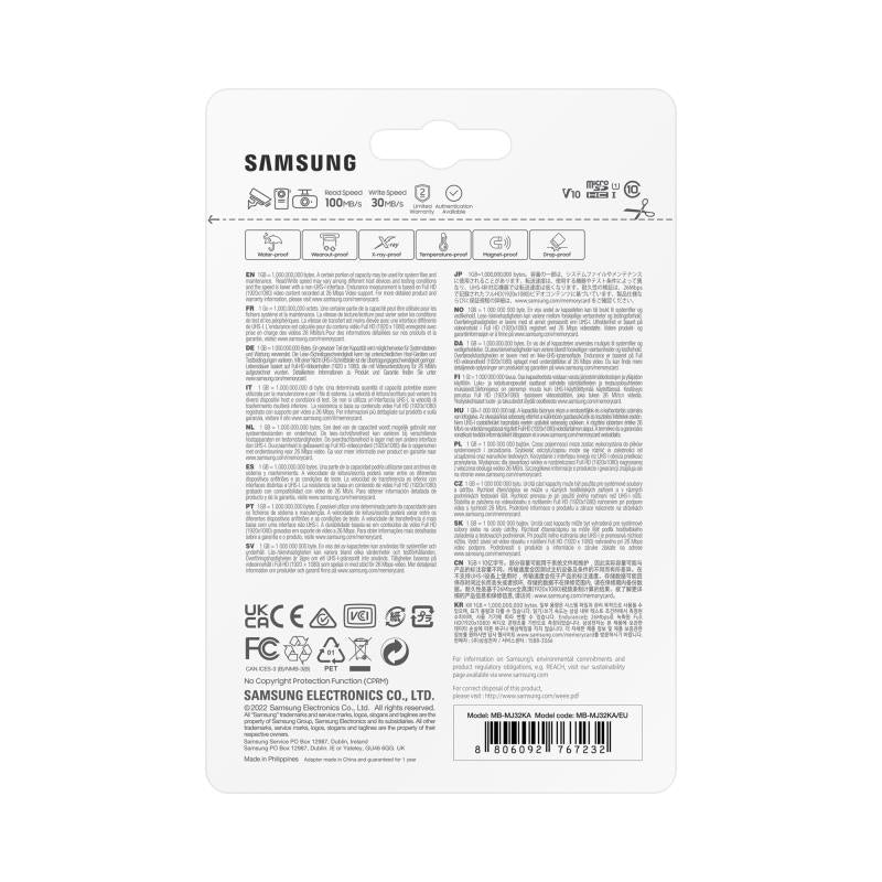 Memorijska kartica microSDHC Samsung PRO Endurance, 32Gb, Klasa 10 / UHS-1 U1, Sa adapterom MB-MJ32KA/EU