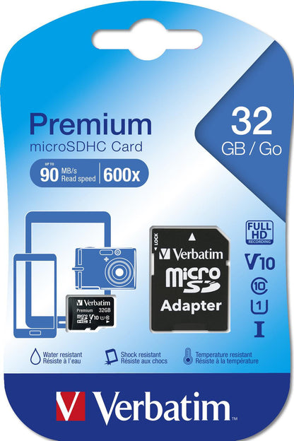Memorijska kartica microSDHC Verbatim, 32Gb, Klasa 10 / UHS-1 U1, Sa Adapterom