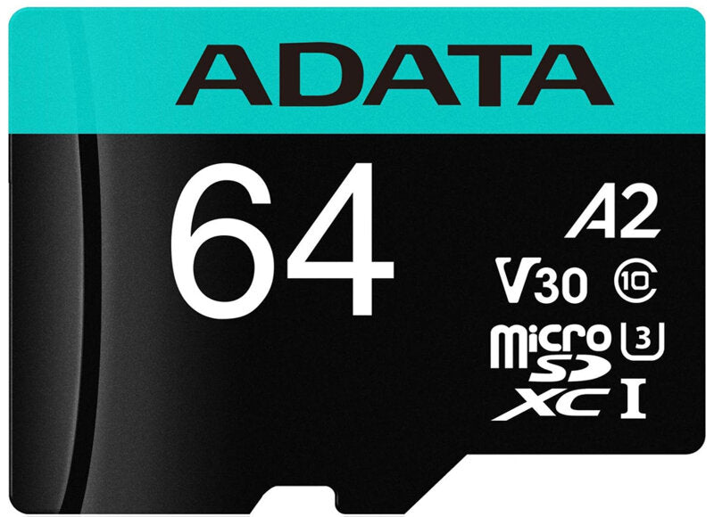Memorijska kartica microSDXC Adata Premier Pro, 64Gb, Klasa 10 / UHS-1 U3, Sa adapterom AUSDX64GUI3V30SA2-RA1