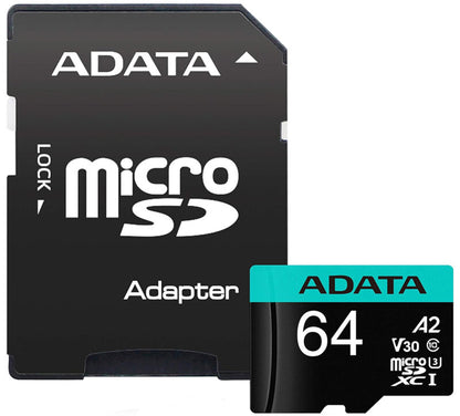 Memorijska kartica microSDXC Adata Premier Pro, 64Gb, Klasa 10 / UHS-1 U3, Sa adapterom AUSDX64GUI3V30SA2-RA1