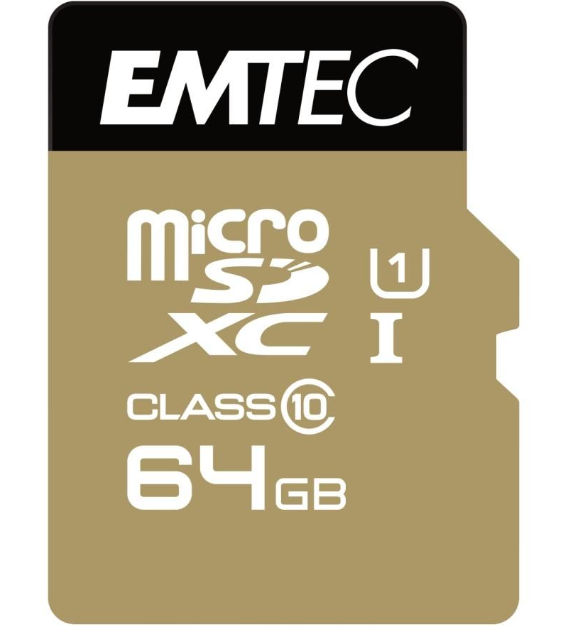 Memorijska kartica microSDXC Emtec Gold+, 64Gb, Klasa 10 / UHS-1 U1, Sa adapterom ECMSDM64GXC10GP