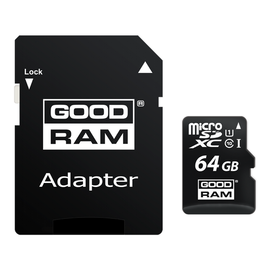 Memorijska kartica microSDXC GoodRam, 64Gb, Klasa 10 / UHS-1 U1, Sa Adapterom M1AA-0640R12