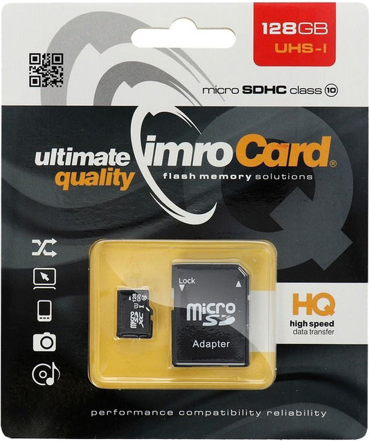Memorijska kartica microSDXC Imro, 128Gb, Klasa 10 / UHS-1 U1, Sa adapterom