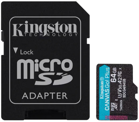 Memorijska kartica microSDXC Kingston Canvas Go Plus Android A2, 64Gb, Klasa 10 / UHS-1 U3, Sa Adapterom SDCG4/64GB