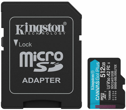 Memorijska kartica microSDXC Kingston Canvas Go Plus Android A2, 512Gb, Klasa 10 / UHS-1 U3, Sa adapterom SDCG4/512GB