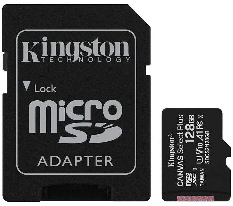Memory Card microSDXC Kingston Canvas Select Plus Android A1, 128Gb, Class 10 / UHS-1 U1, with SDCS2/128GB Adapter