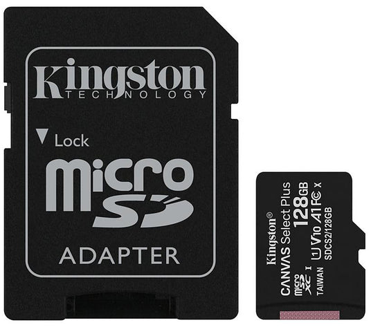 Memory Card microSDXC Kingston Canvas Select Plus Android A1, 128Gb, Class 10 / UHS-1 U1, with SDCS2/128GB Adapter