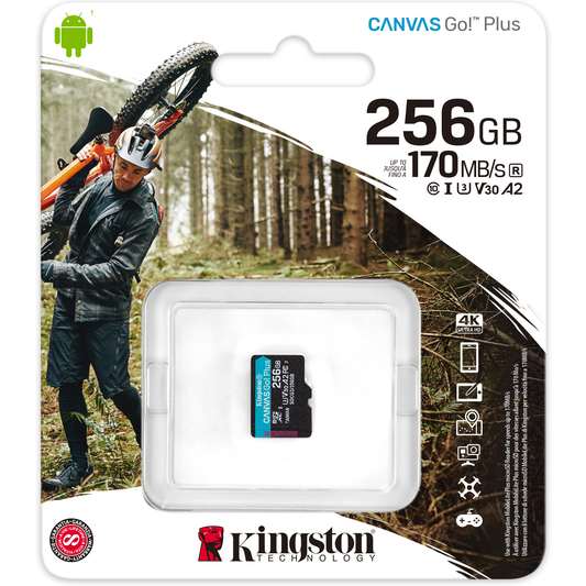 Memory Card microSDXC Kingston Canvas Go Plus, 256Gb, Class 10 / UHS-1 U3 SDCG3/256GBSP 