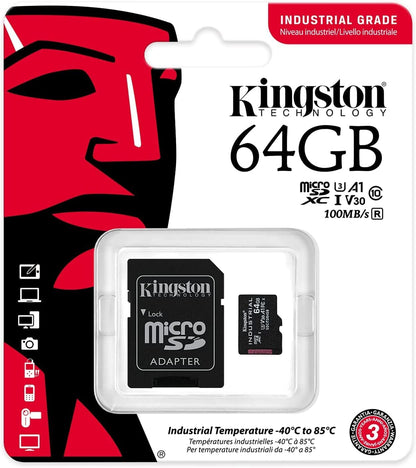 Memorijska kartica microSDXC Kingston Industrial, 64Gb, Klasa 10 / UHS-1 U3, Sa Adapterom SDCIT2/64GB