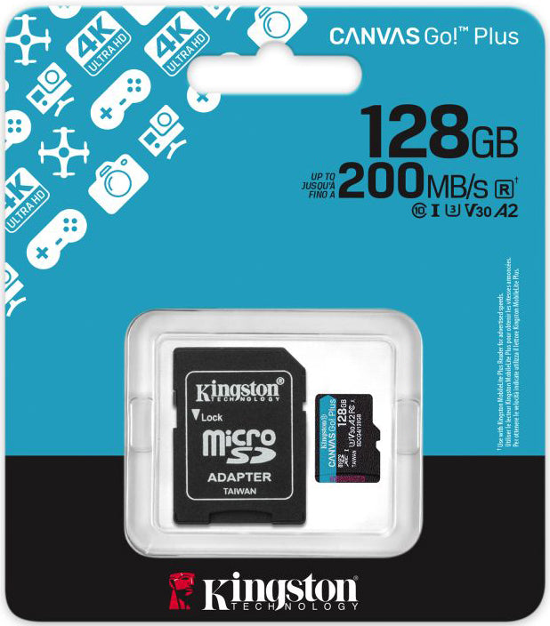 Memorijska kartica microSDXC Kingston Canvas Go Plus Android A2, 128Gb, Klasa 10 / UHS-1 U3, Sa adapterom SDCG4/128GB