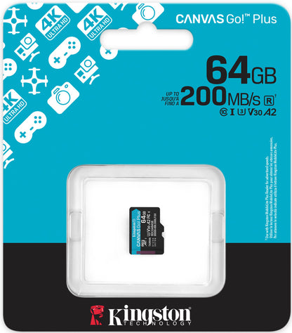 Memorijska kartica microSDXC Kingston Canvas Go Plus Android A2, 64Gb, Klasa 10 / UHS-1 U3 SDCG4/64GBSP