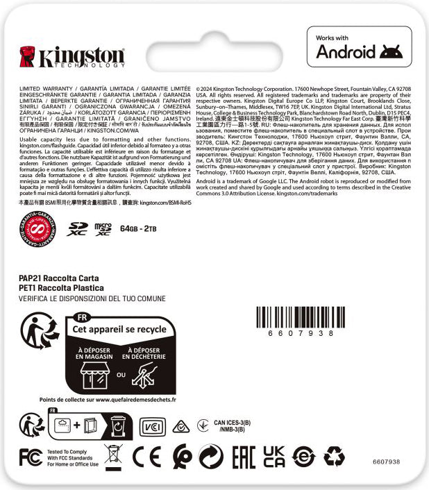 Memorijska kartica microSDXC Kingston Canvas Go Plus Android A2, 128Gb, Klasa 10 / UHS-1 U3, Sa adapterom SDCG4/128GB