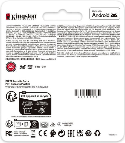 Memorijska kartica microSDXC Kingston Canvas Go Plus Android A2, 128Gb, Klasa 10 / UHS-1 U3, Sa adapterom SDCG4/128GB