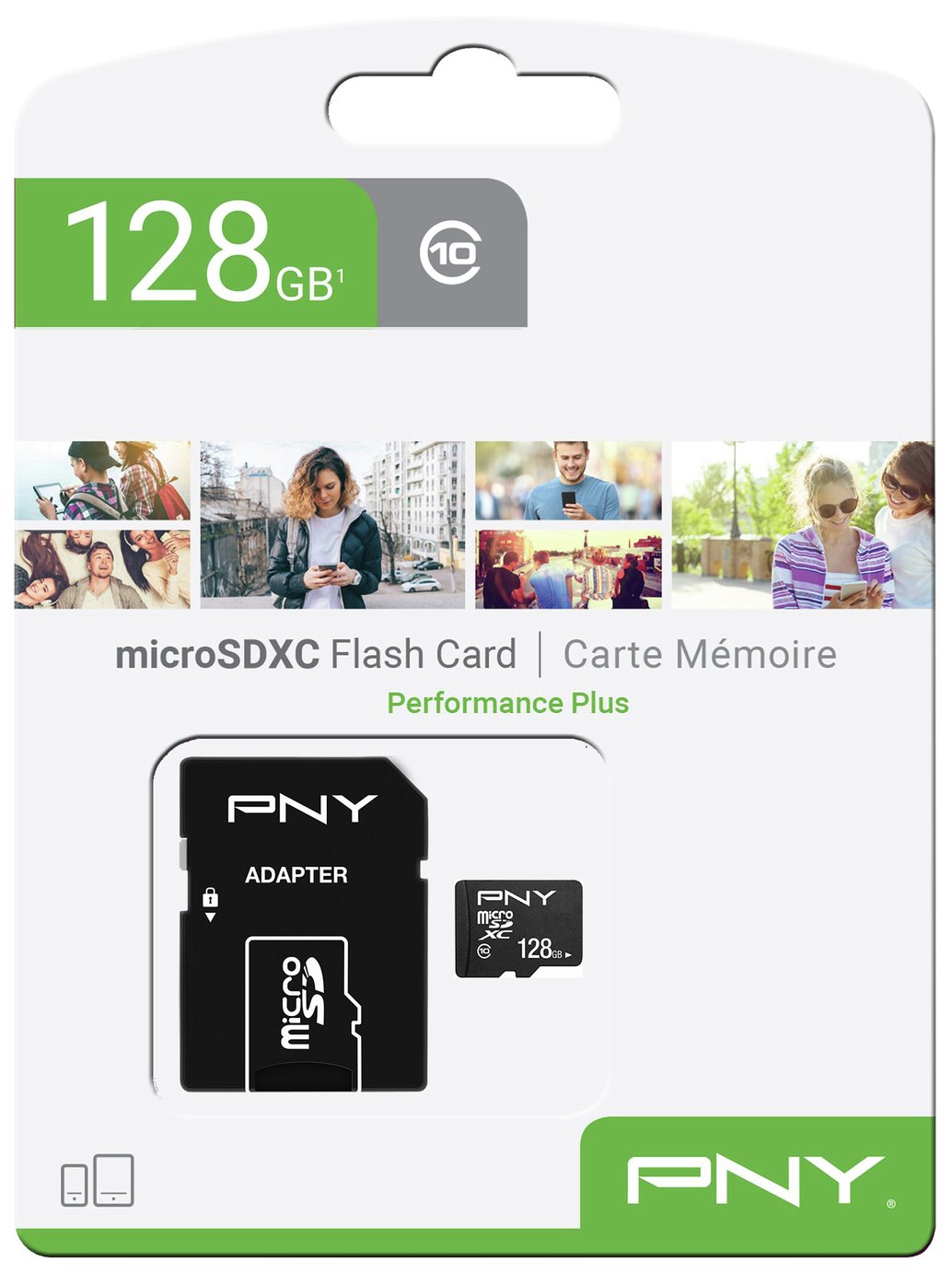 Memorijska kartica microSDXC PNY Performance Plus, 128Gb, Klasa 10, Sa Adapterom P-SDU12810PPL-GE