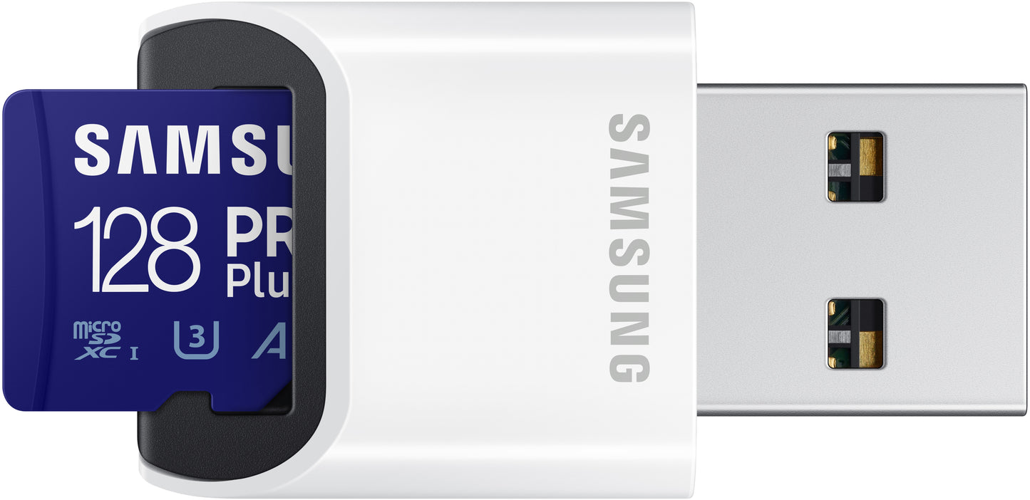 Memorijska kartica microSDXC Samsung PRO Plus, 128Gb, Klasa 10 / UHS-1 U3, Sa čitačem kartica i adapterom MB-MD128KB/WW