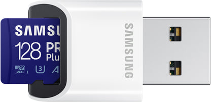 Memorijska kartica microSDXC Samsung PRO Plus, 128Gb, Klasa 10 / UHS-1 U3, Sa čitačem kartica i adapterom MB-MD128KB/WW