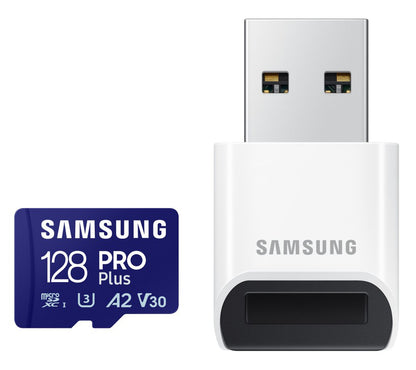 Memorijska kartica microSDXC Samsung PRO Plus, 128Gb, Klasa 10 / UHS-1 U3, sa čitačem kartica MB-MD128SB/WW