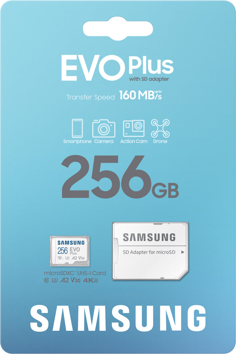 Memorijska kartica microSDXC Samsung Evo Plus, 256Gb, Klasa 10 / UHS-1 U3, Sa adapterom MB-MC256SA/EU