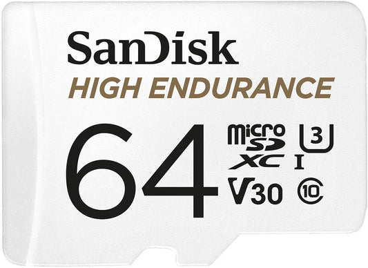 Memorijska kartica microSDXC SanDisk High Endurance, 64Gb, Klasa 10 / UHS-1 U3, Sa adapterom SDSQQNR-064G-GN6IA